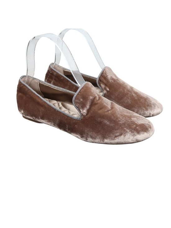 Birdies Shoes - Birdies 7 Starling Brown Taupe Velvet Slip-On Loafers Cushioned Insole Flats